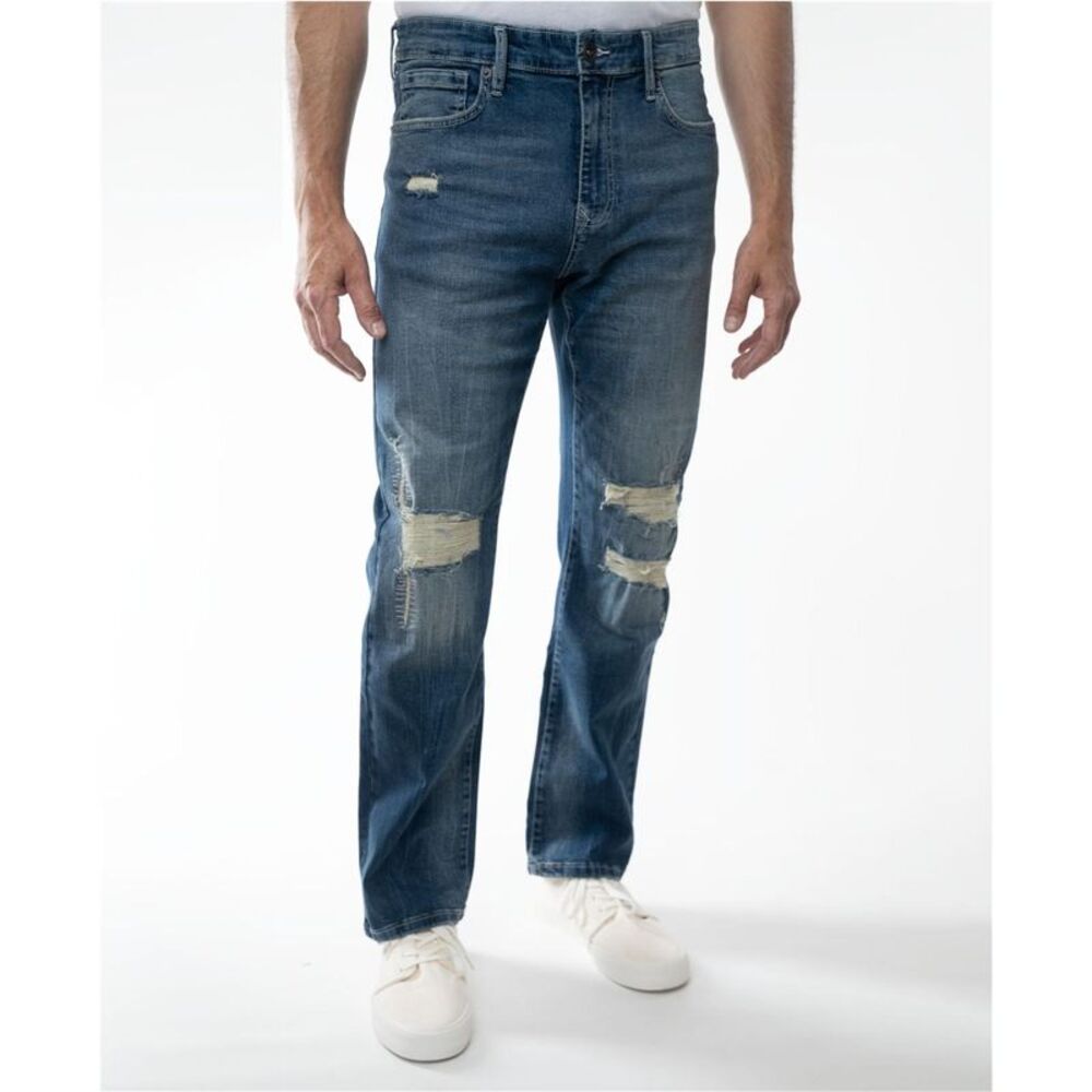 LAZER Mens Distressed Regular Straight Leg Jeans, NWT